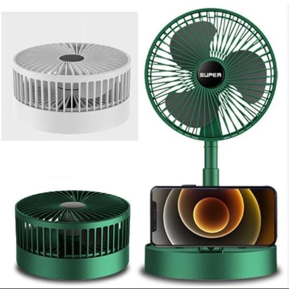 Portable Rechargeable Fan Green ABS 2000Ah